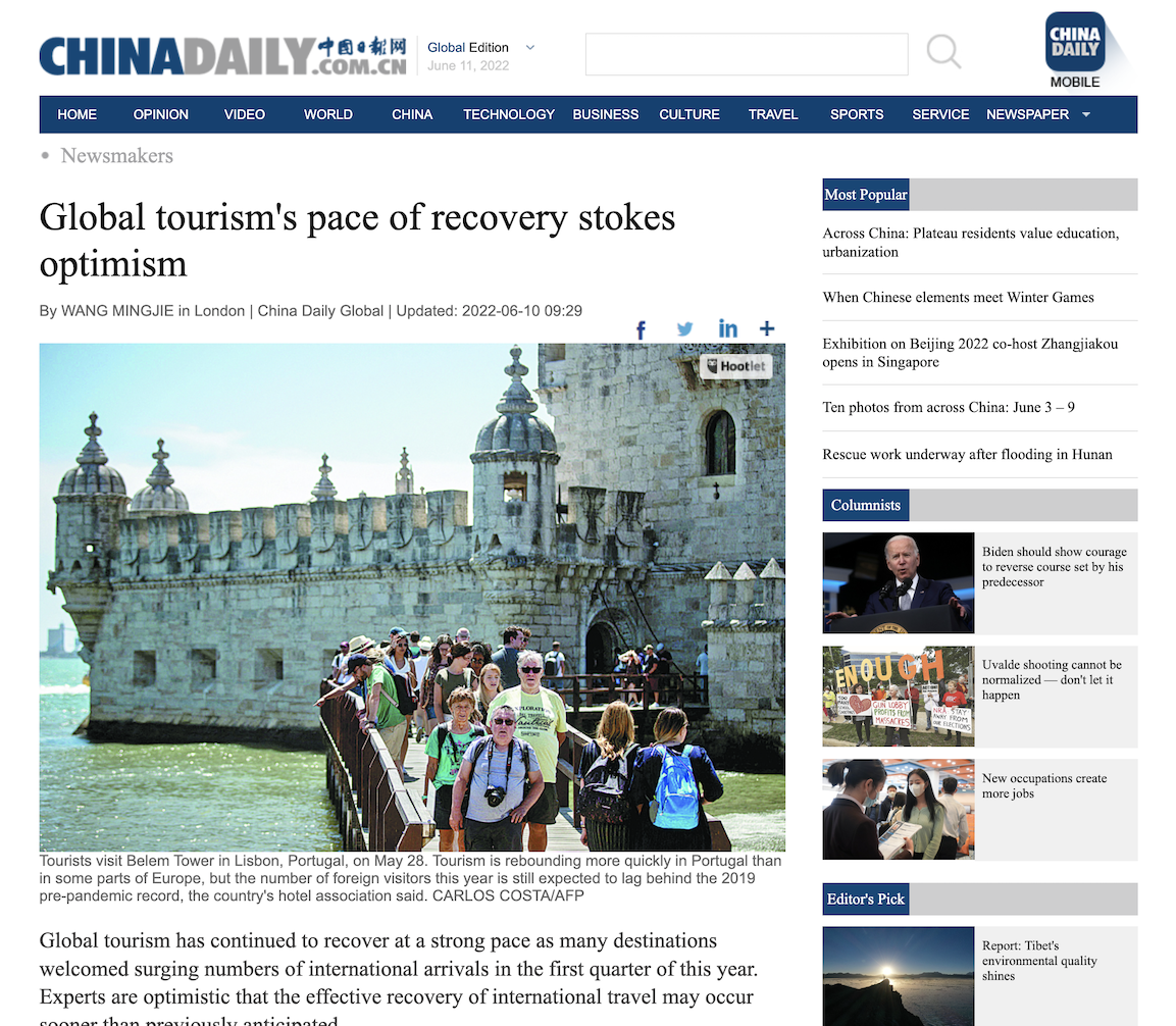 Professor Dimitrios Buhalis interview on China Daily on Global tourism's pace of recovery stokes optimism https://global.chinadaily.com.cn/a/202206/10/WS62a29e8ca310fd2b29e61d9c.html Buhalis said, "Inflation, energy costs and the price of fuel will be a major challenge as these will inevitably push fares to levels that middle-class passengers will find difficult to pay. "Consumer confidence, human resources in the tourism industry and the resilience of the tourism system are also the major stumbling blocks for global tourism in most parts of the world," he added. The tourism industry lost considerable talent and is still finding it difficult to regain its previous vigor. "Massive flight cancellations by Easyjet and British Airways in the UK clearly demonstrate that," Buhalis said.